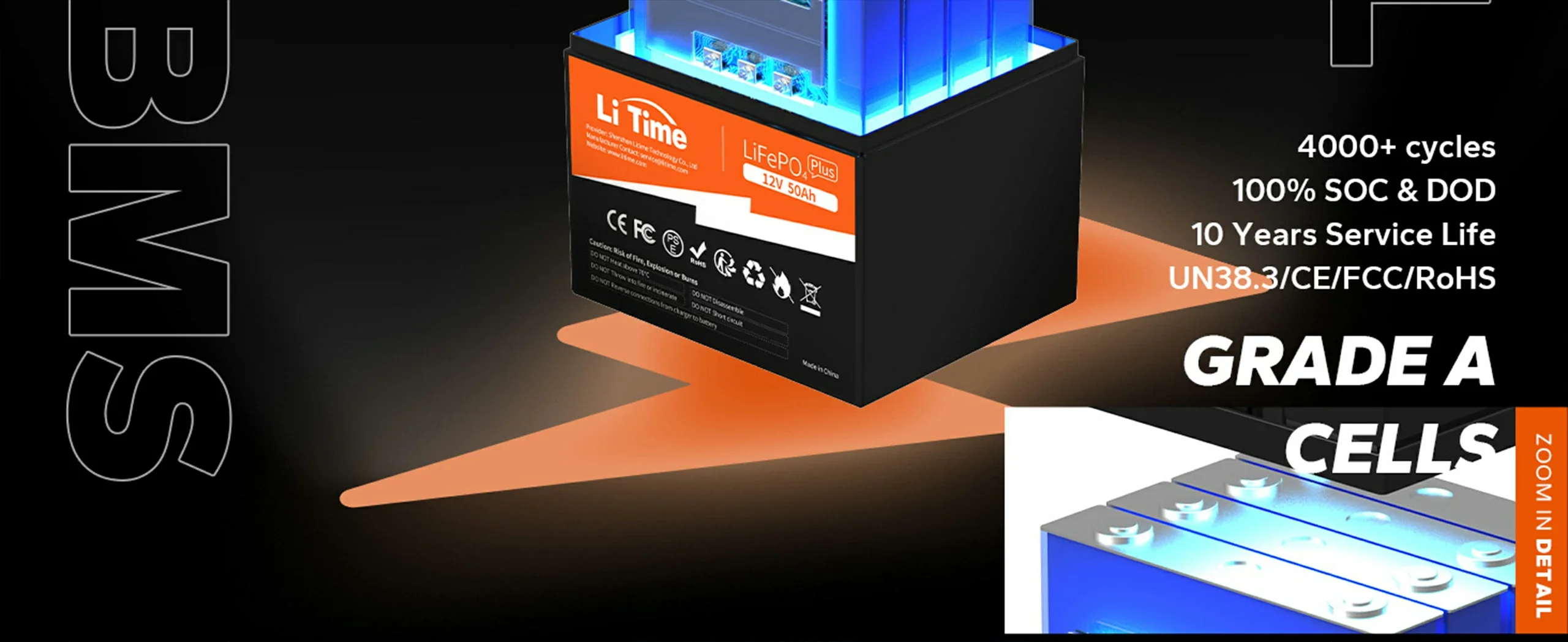  LiTime 12V 50Ah lithium battery deep cycles
