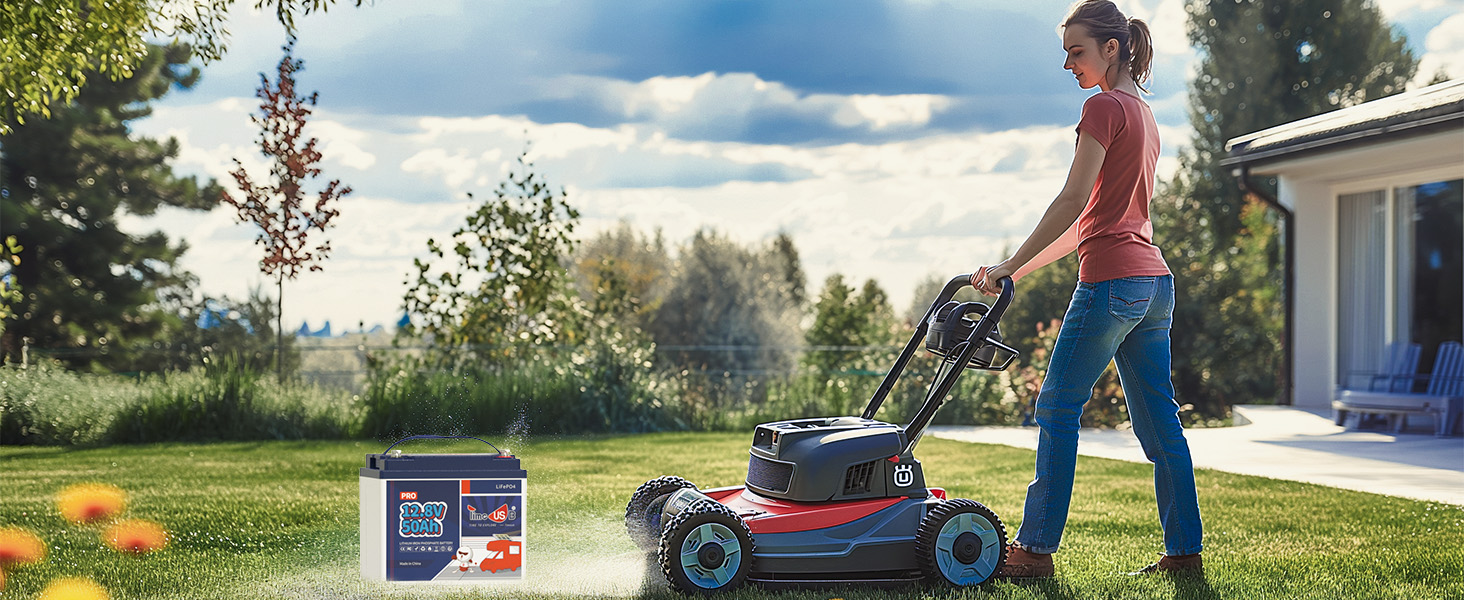 electric lawn mower with fish finder battery