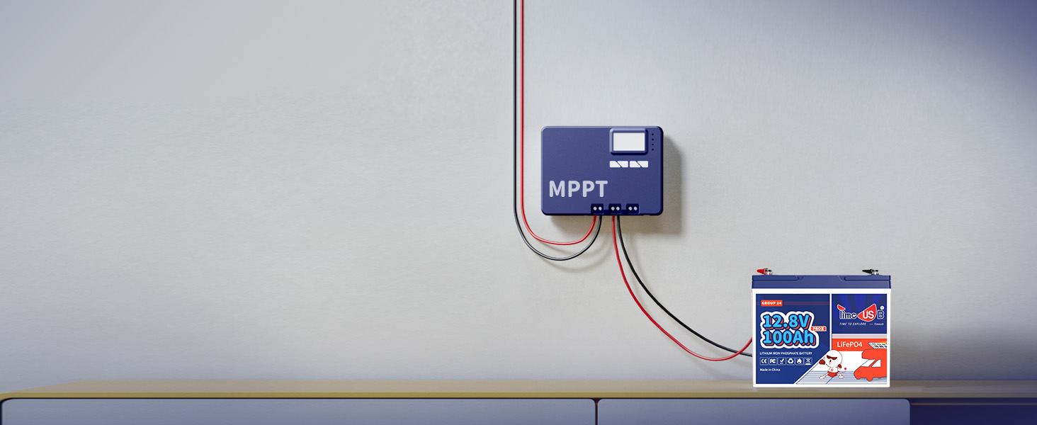 group 24 marine battery system equipped with an MPPT solar charge controller