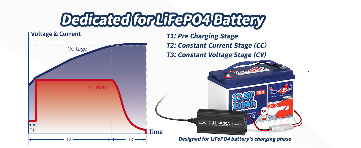 Timeusb 12v battery charger dedicate for LiFePO4 Battery