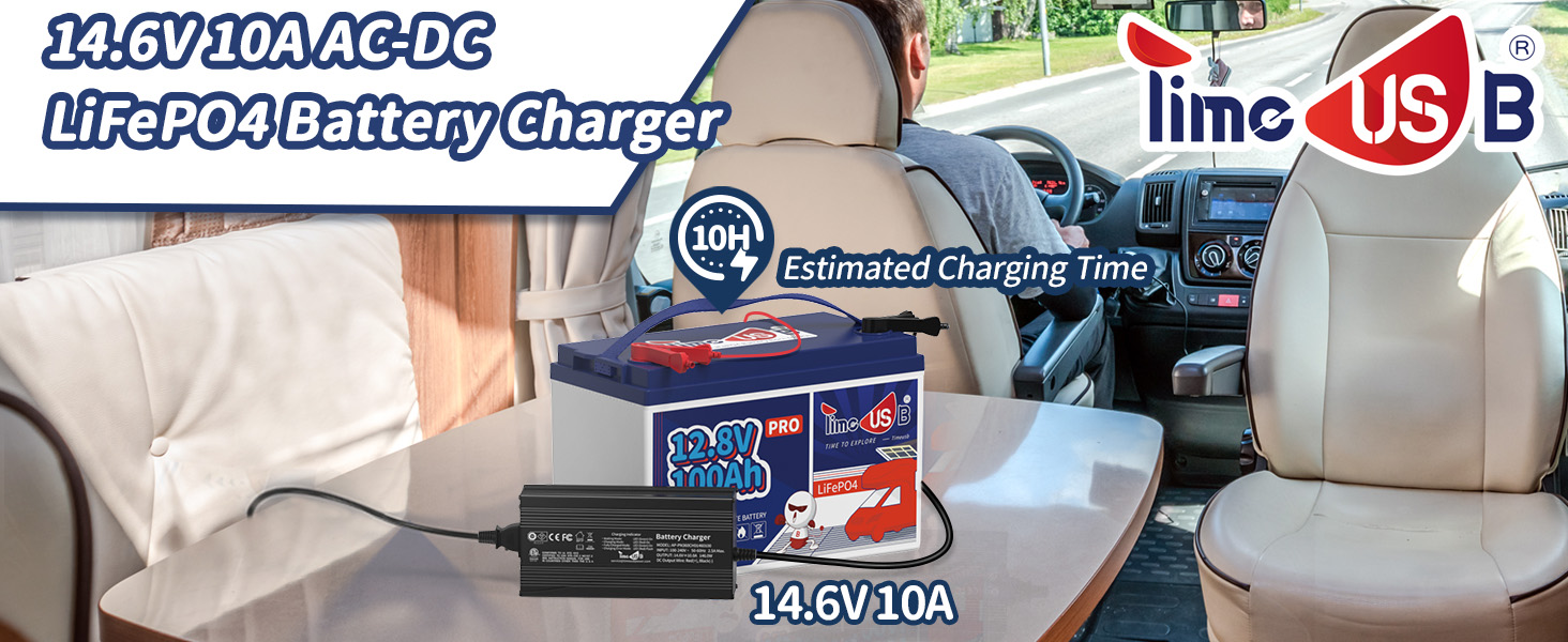 14.6V 10A AC-DC LiFePO4 Battery Charger with 12v battery charger