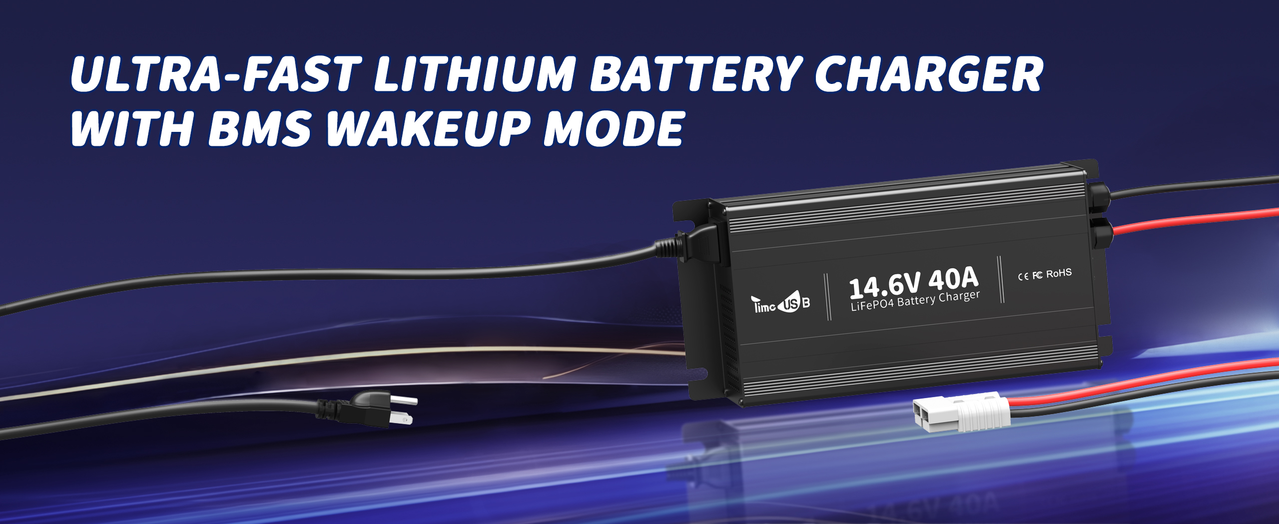 Ultra fast lithium battery charger with BMS wakeup mode for 12v battery charger