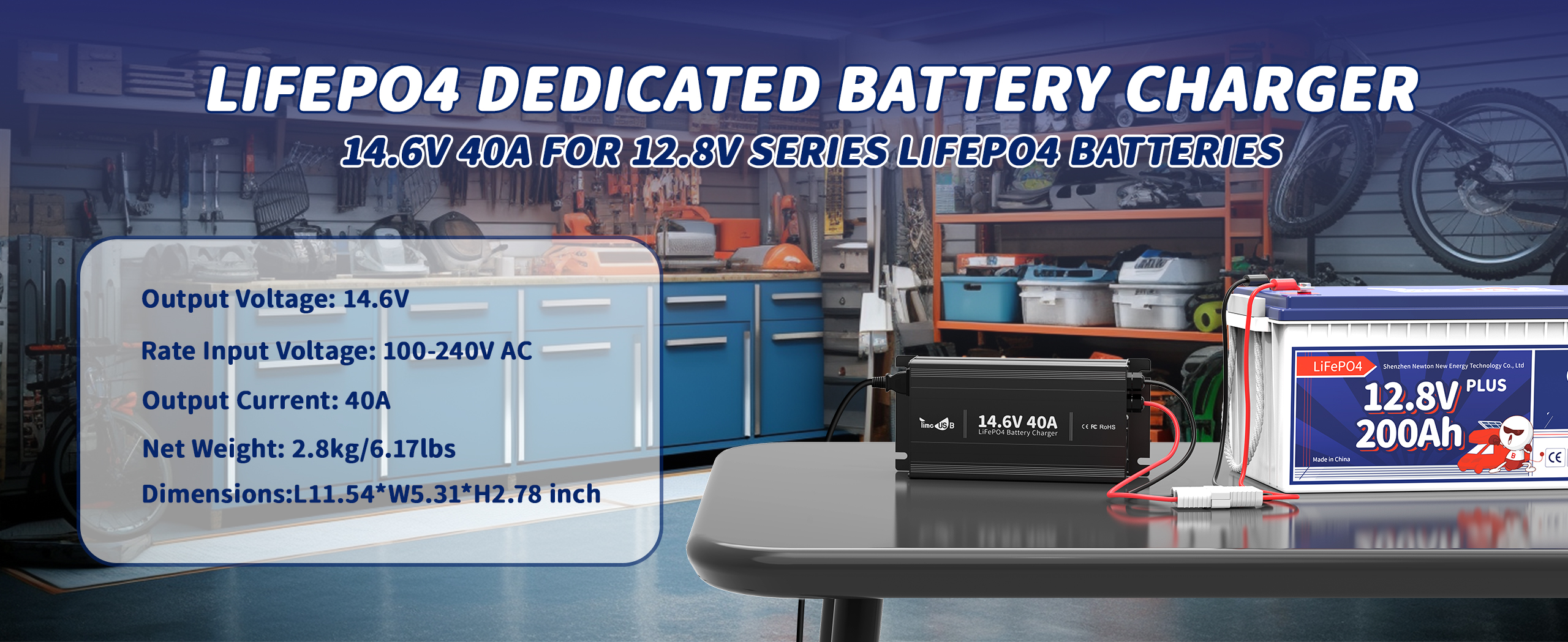 LiFePO4 dedicated battery charger with 12v lithium ion battery charger