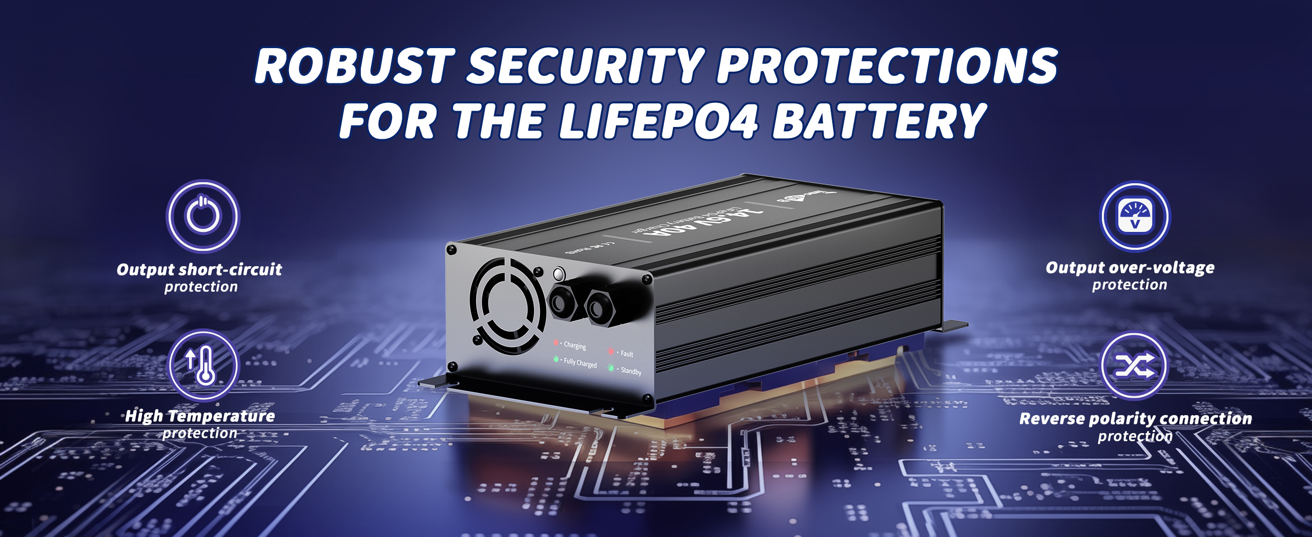 Robust security protection for the lifepo4 battery, lifepo4 battery charger