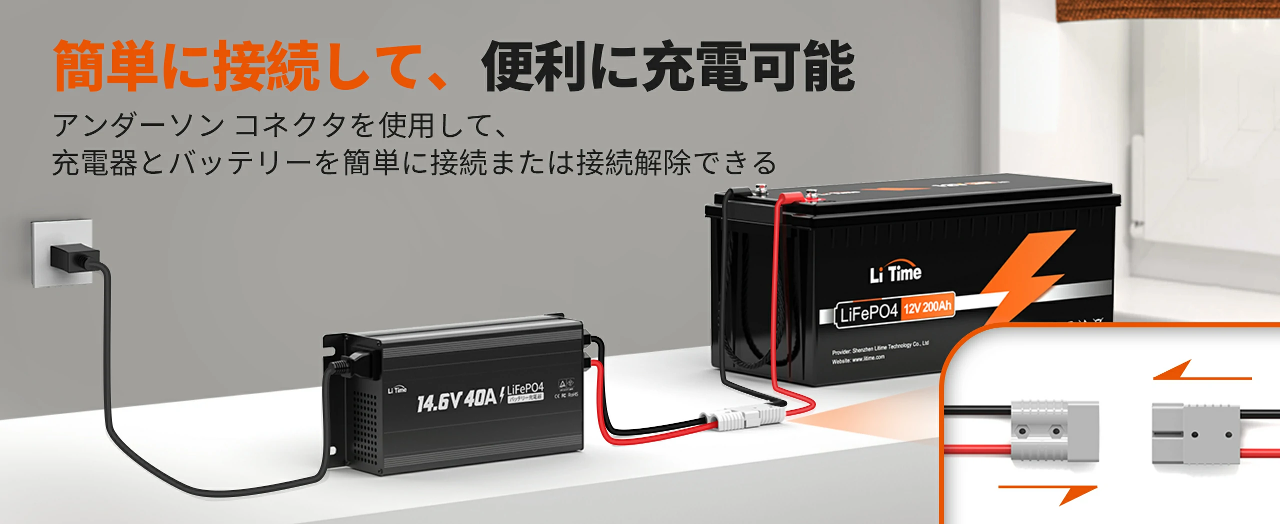 LiTime 14.6V 40A リン酸鉄リチウムバッテリー専用充電器 – LiTime-JP