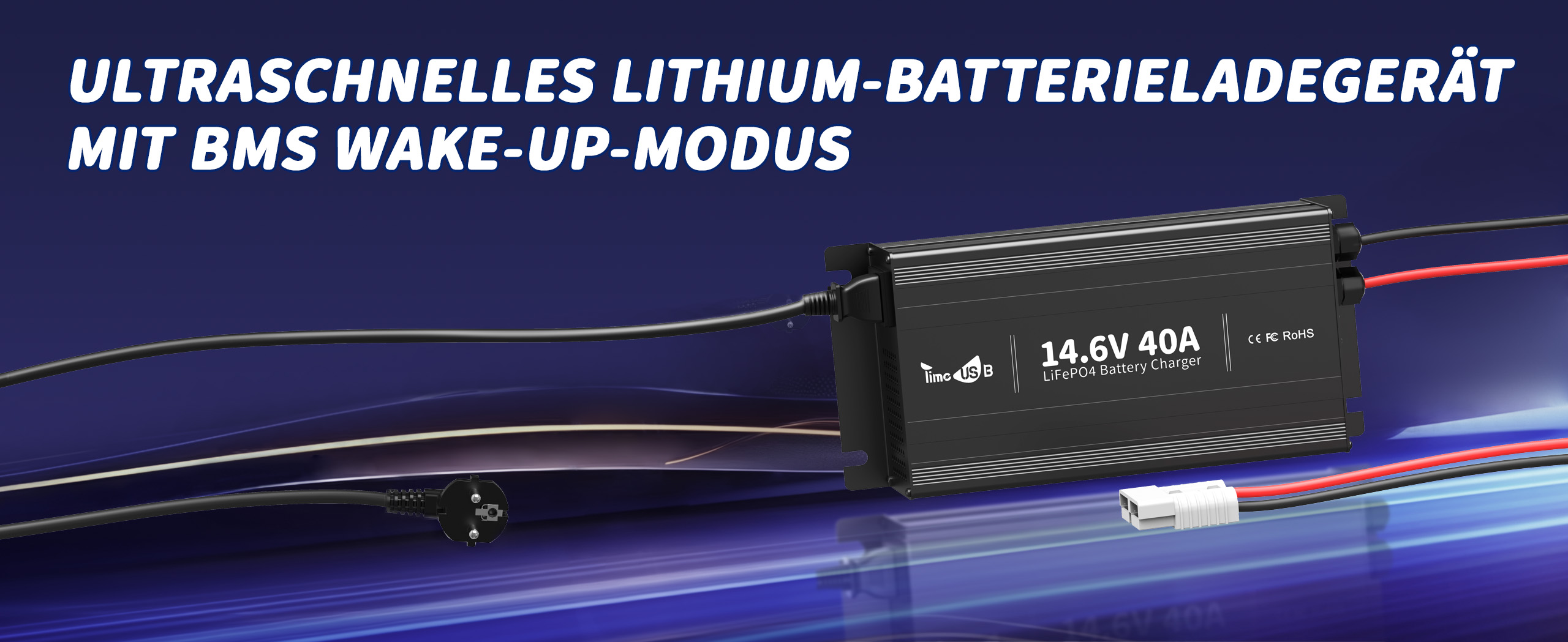 Timeusb Batterieladegerät 12V 40A Ladegerät für 12V Batterie