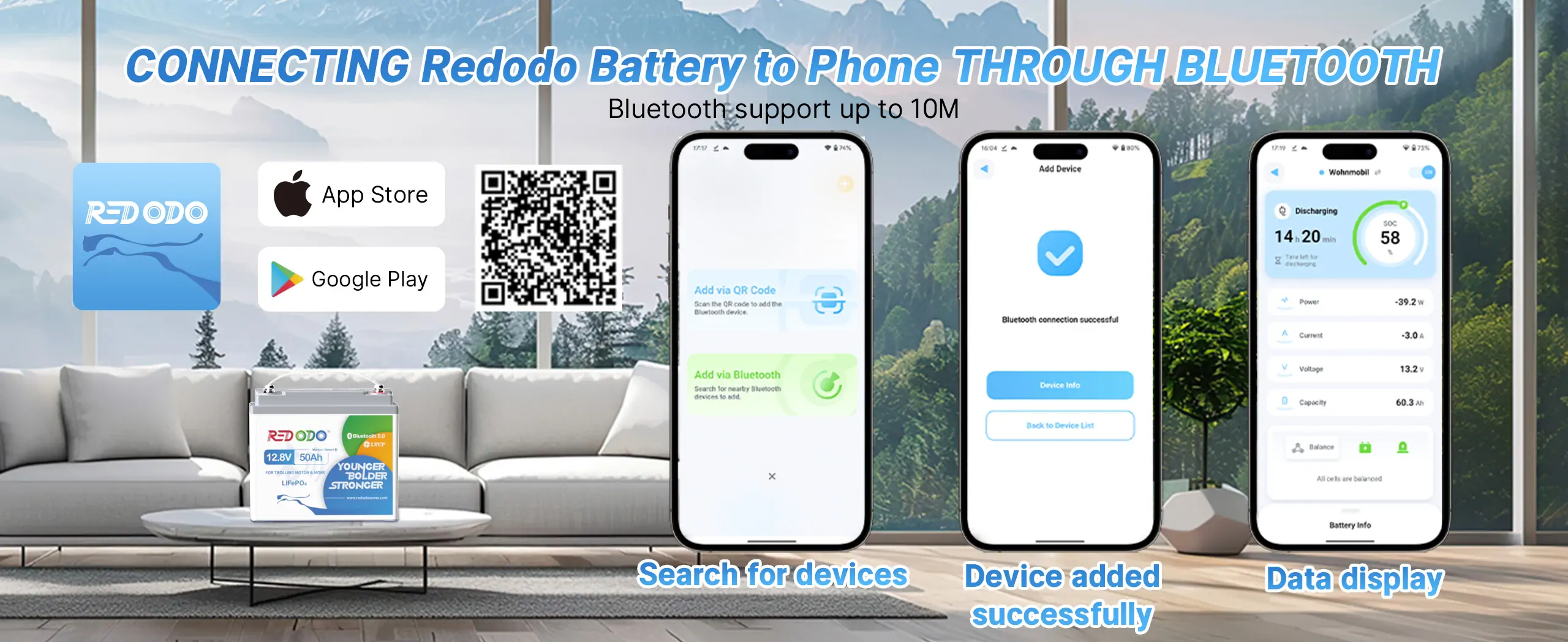 50Ah lithium battery smart-bluetooth redodo