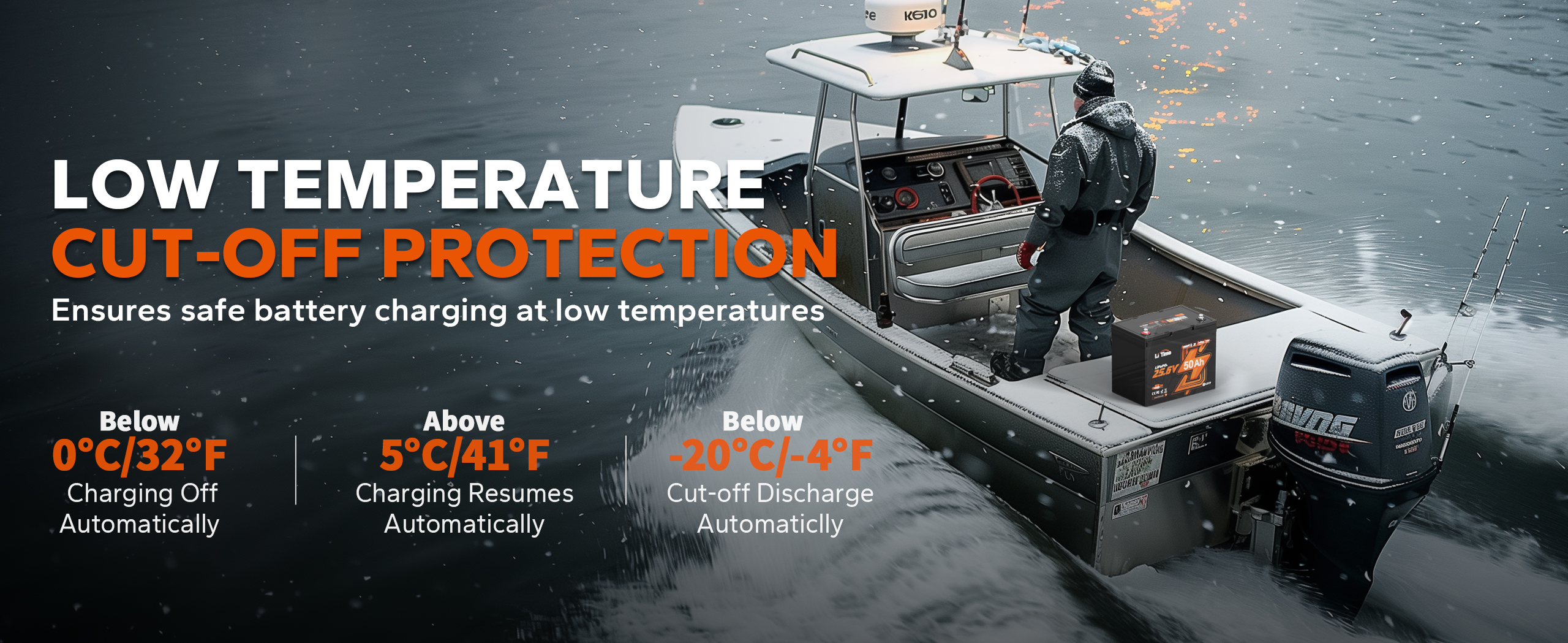 LiTime deep cycle marine battery with low-temp. cut-off protection 