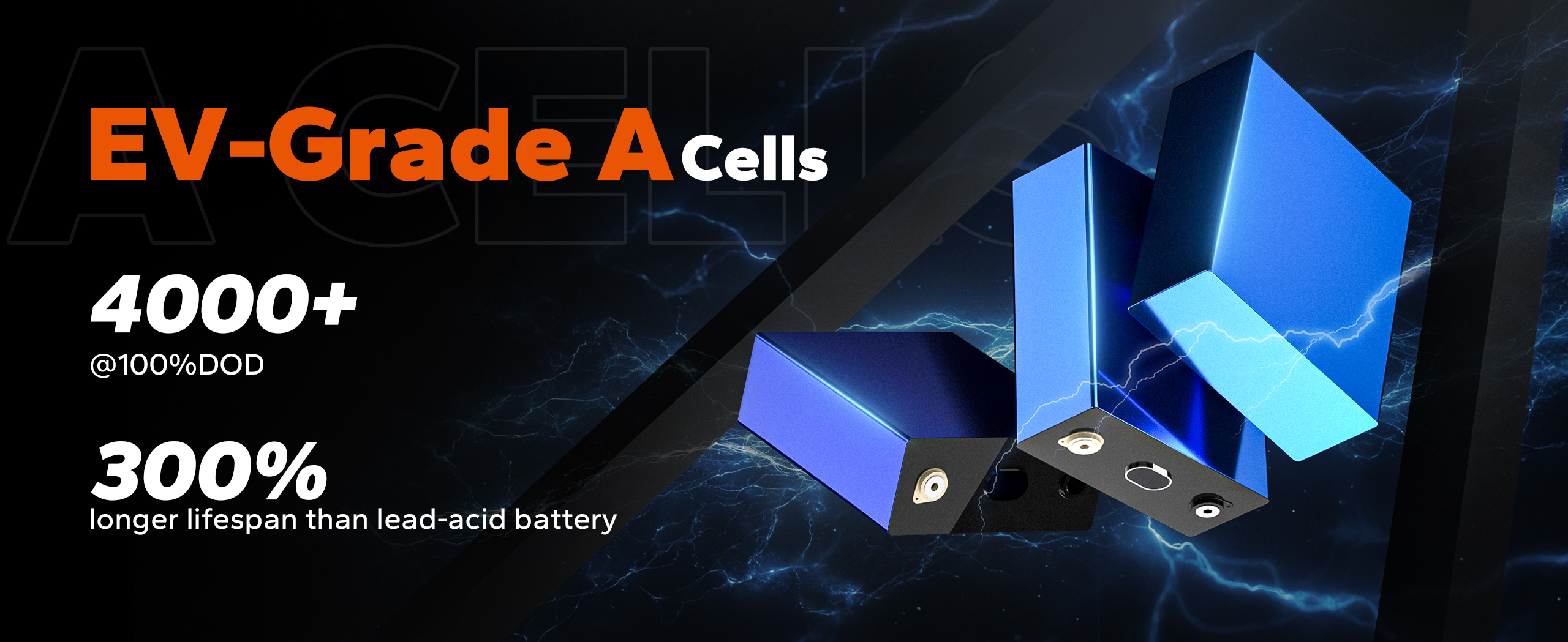 EV-grade-A cells provides 4000+ deep cycles, perfect replace 12v lead-acid battery