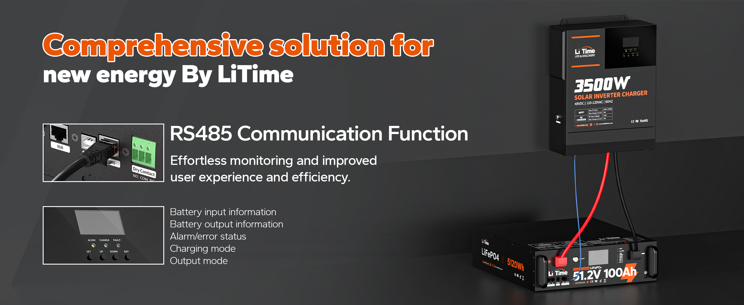 rs485 communication function of litime 48v inverter charger