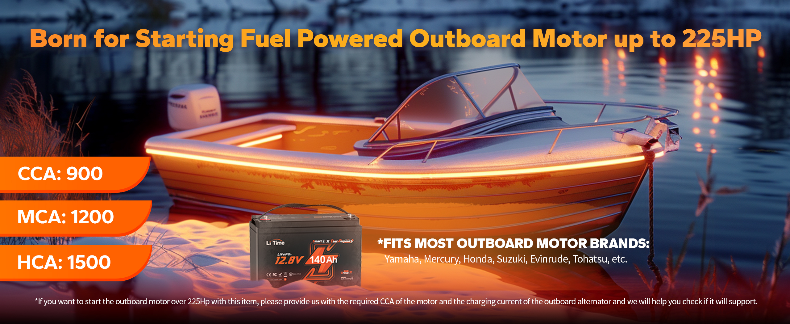 best marine starting battery for outboard motors up to 225hp