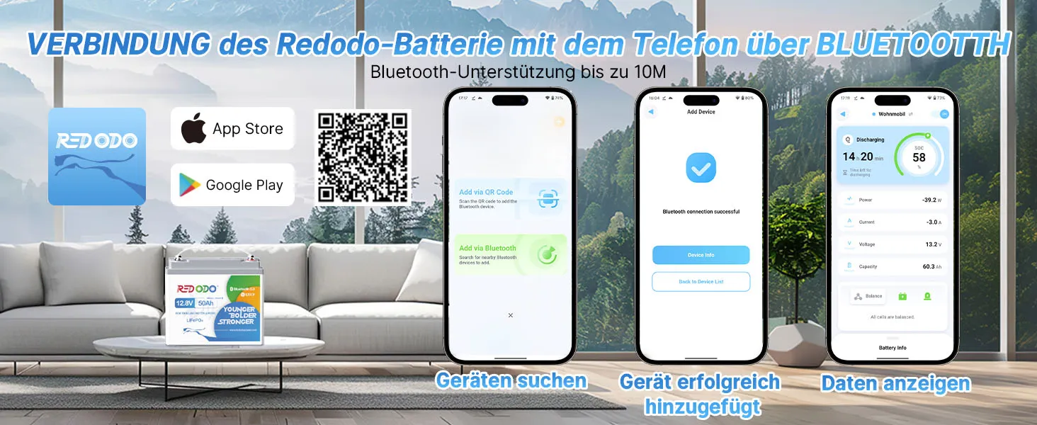 Redodo-12V-50Ah-Bluetooth-Lithium-LiFePO4-Batterie-für-Bootsmotoren-APP