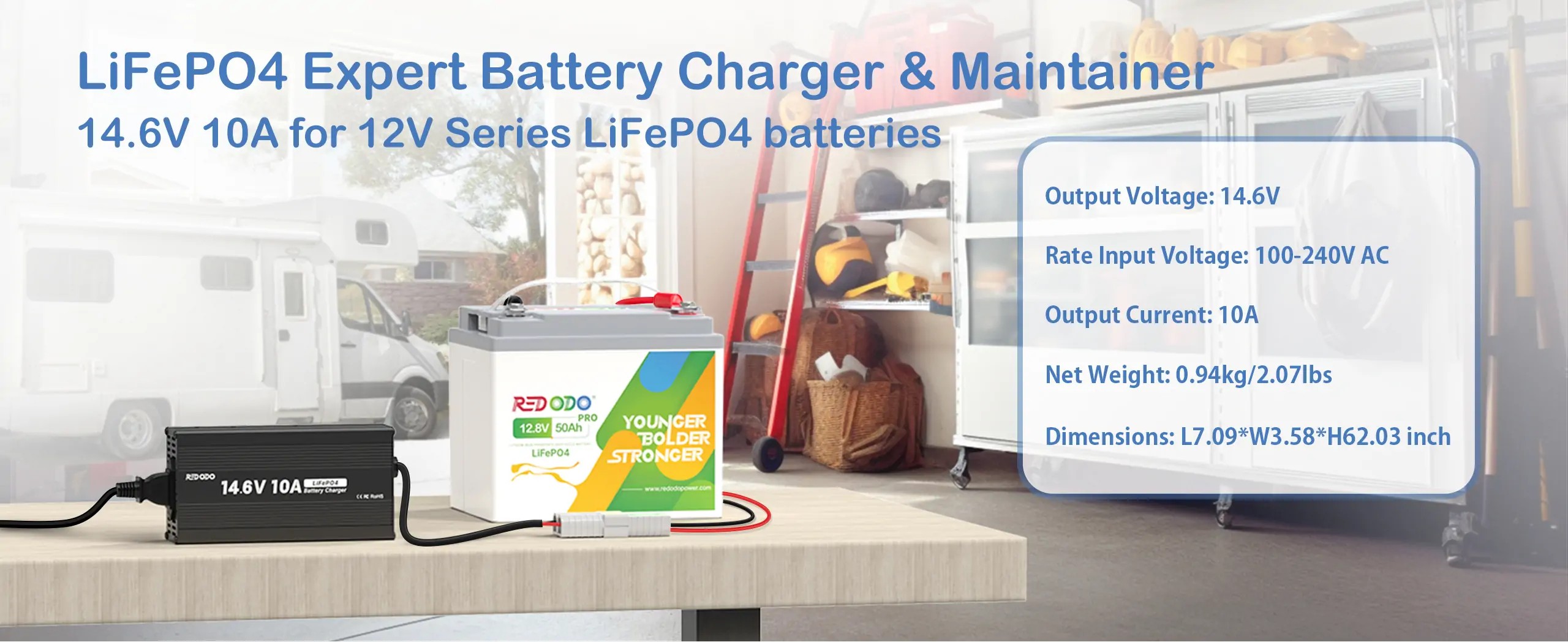 Redodo LiFePO4 Expert Battery charger