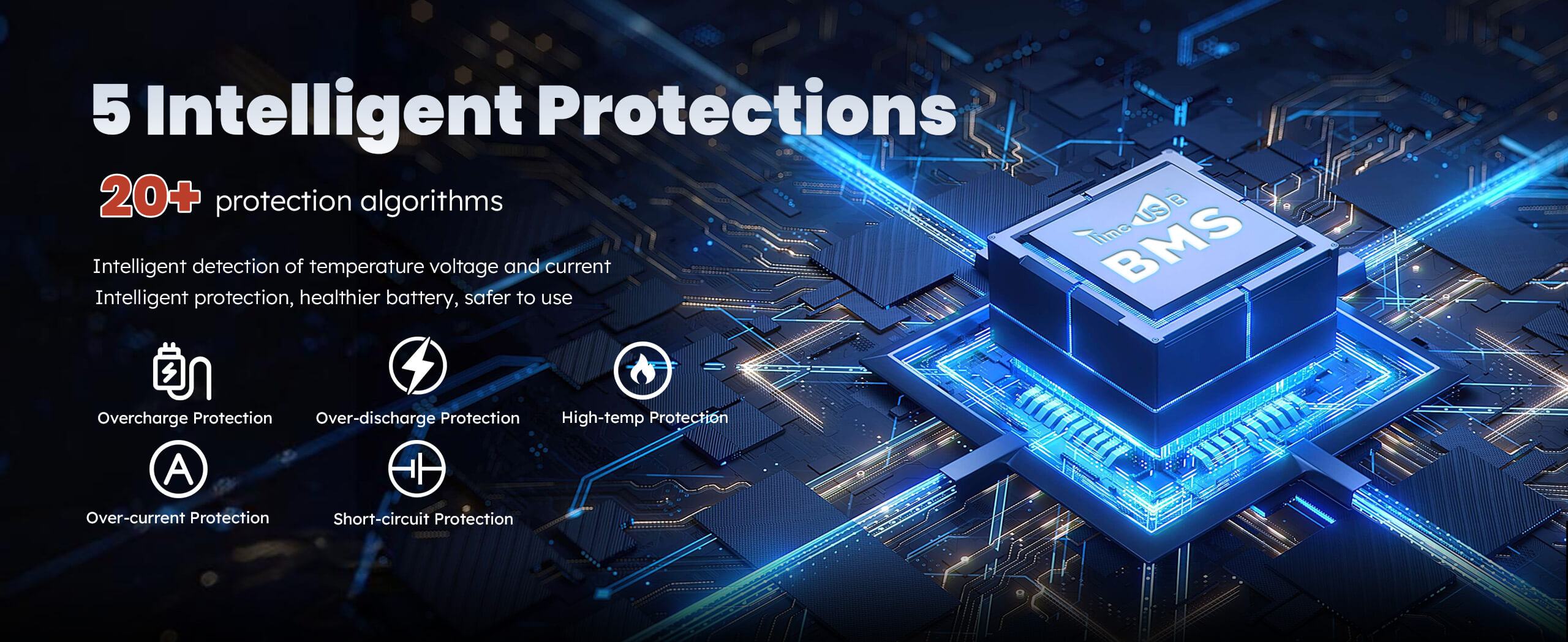 intelligent&safe BMS function of 12V 100Ah group 24 lithium battery