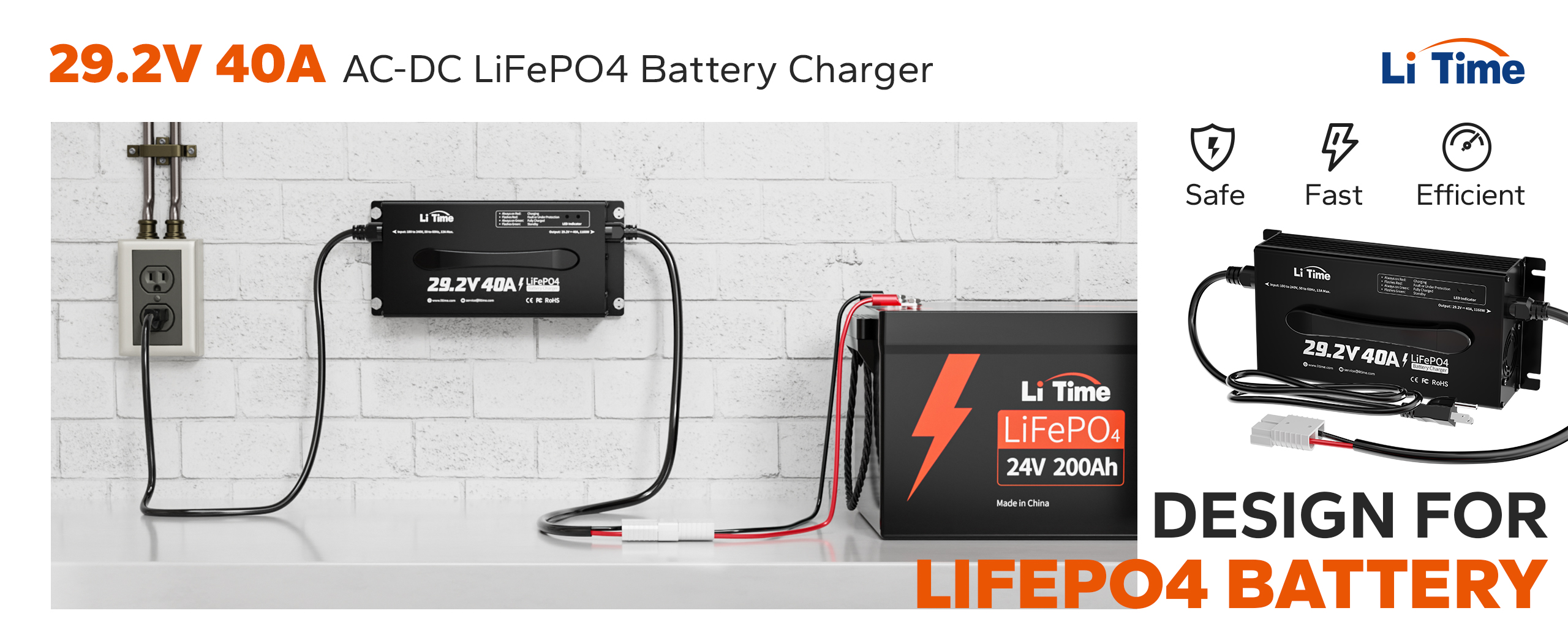 LiTime 24V Battery Charger for LiFePO4 battery