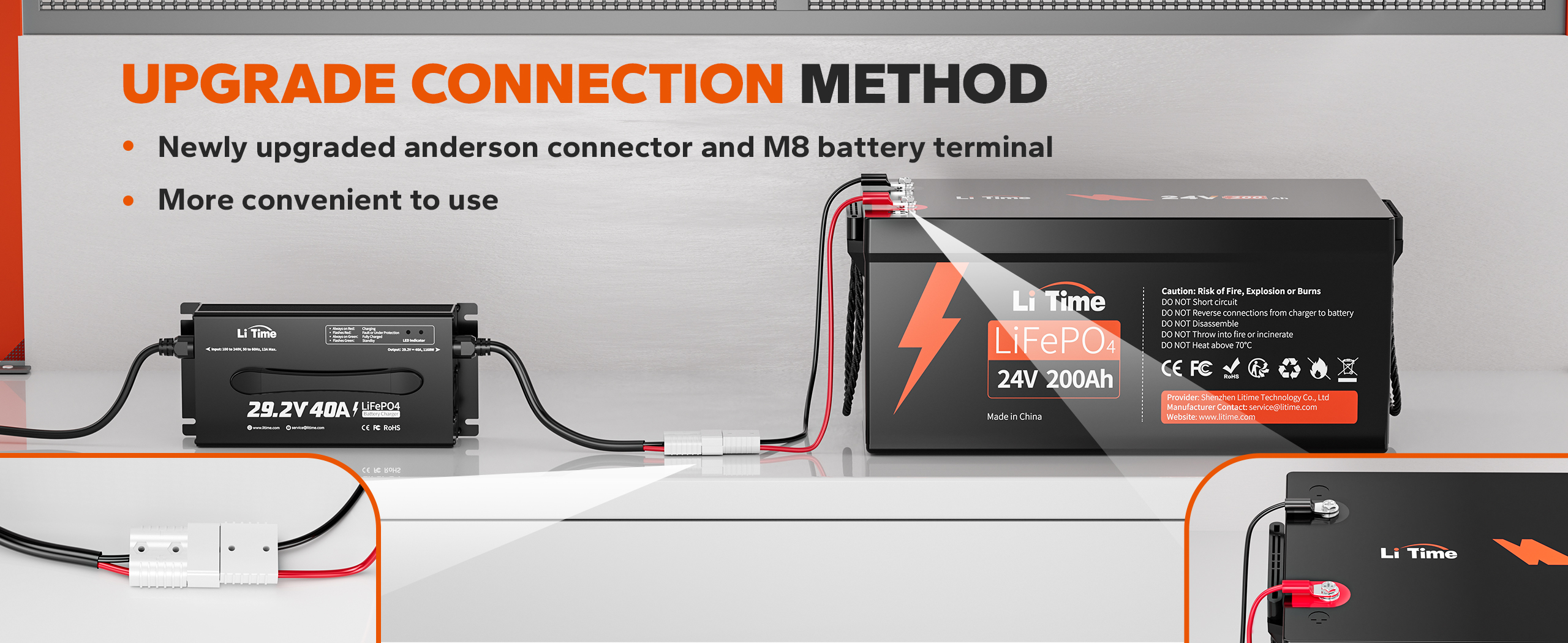 24 Volt Battery Charger with M8 Terminal