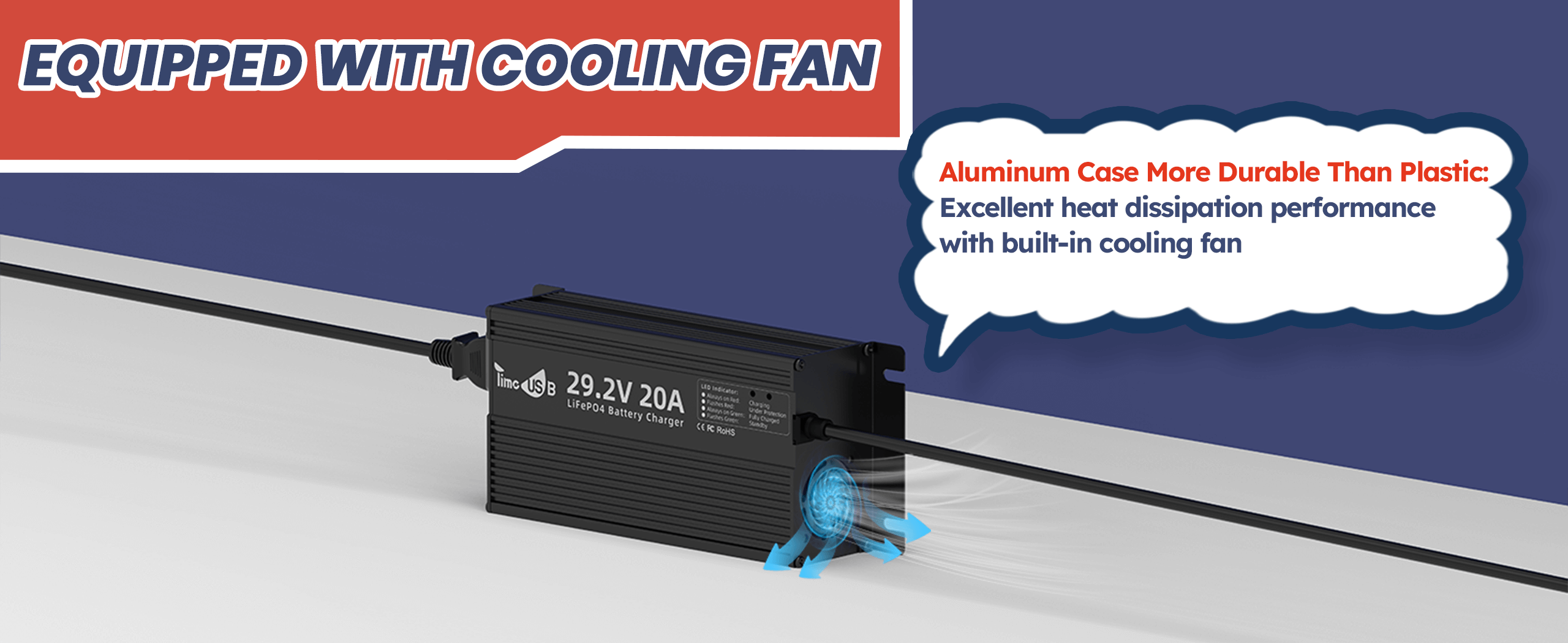 the cooling fan of Timeusb 29.2V 20A lithium battery charger