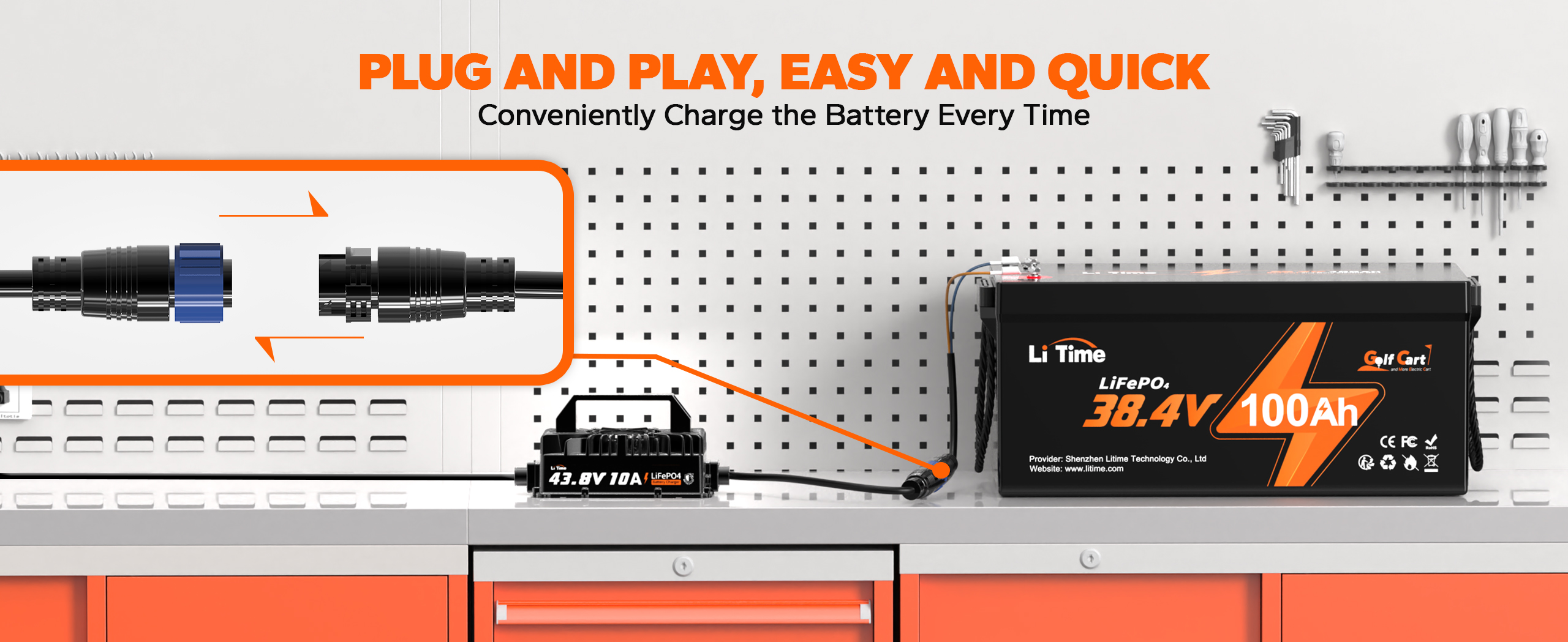 LiTime 36v battery charger for easy plug