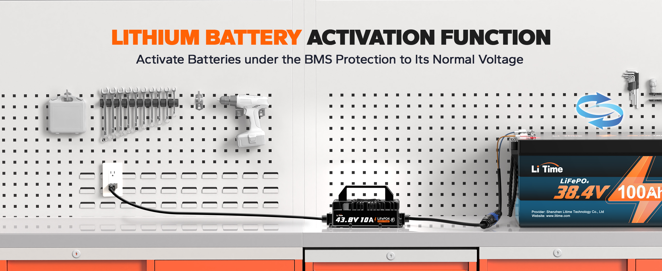 LiTime 36v golf cart battery charger with activation function