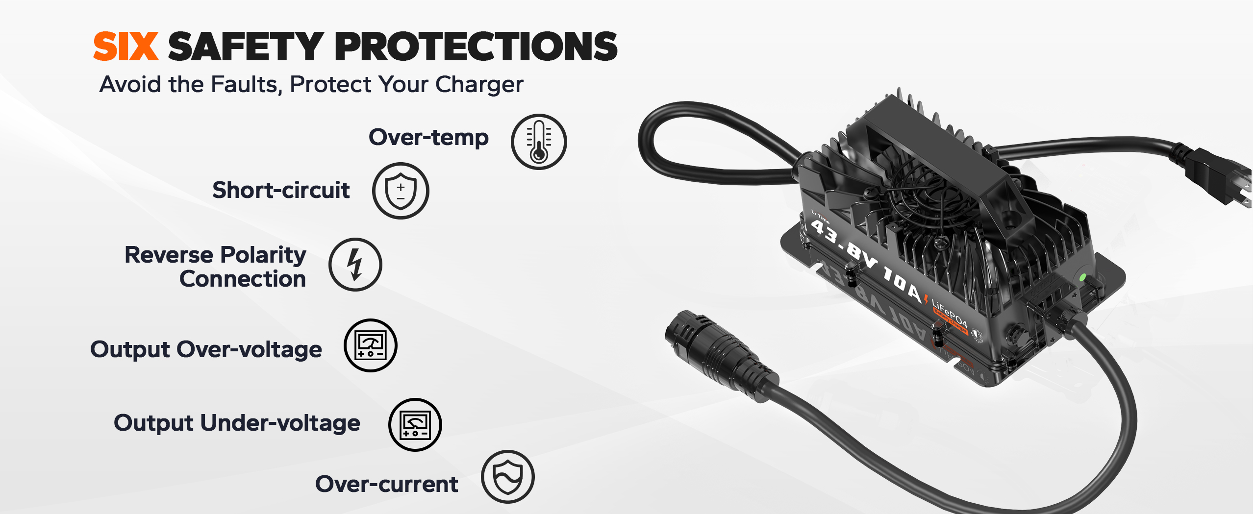 LiTime battery charger 36v with safety protections