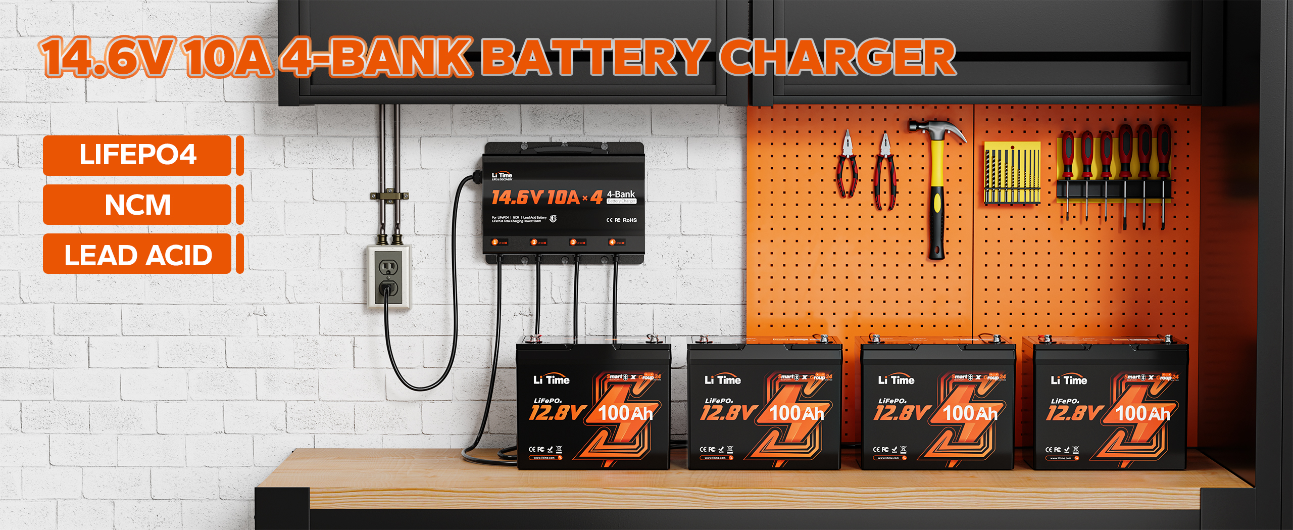 LiTime 4-bank lifepo4 battery charger