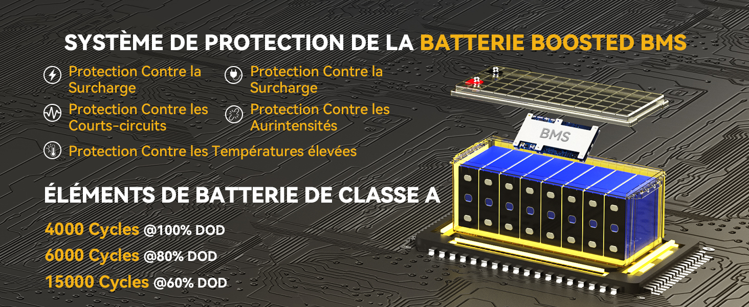 BMS et Cellule de Classe A, Batterie Lithium 24V 100Ah