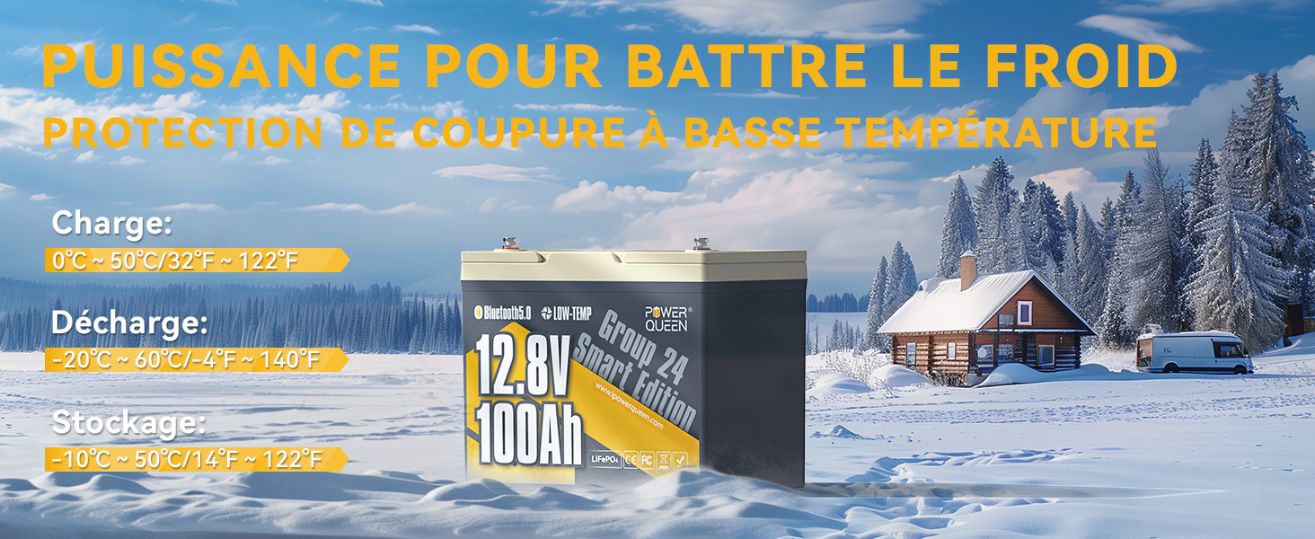 Sans Inquiéter le Froid, Batterie Lithium 12V 100Ah Group 24