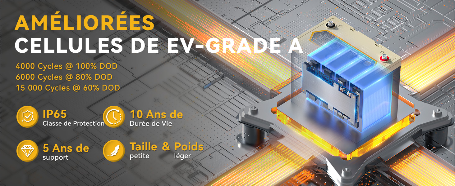 Longue Durée de Vie, Batterie Lithium 12V 100Ah Group 24