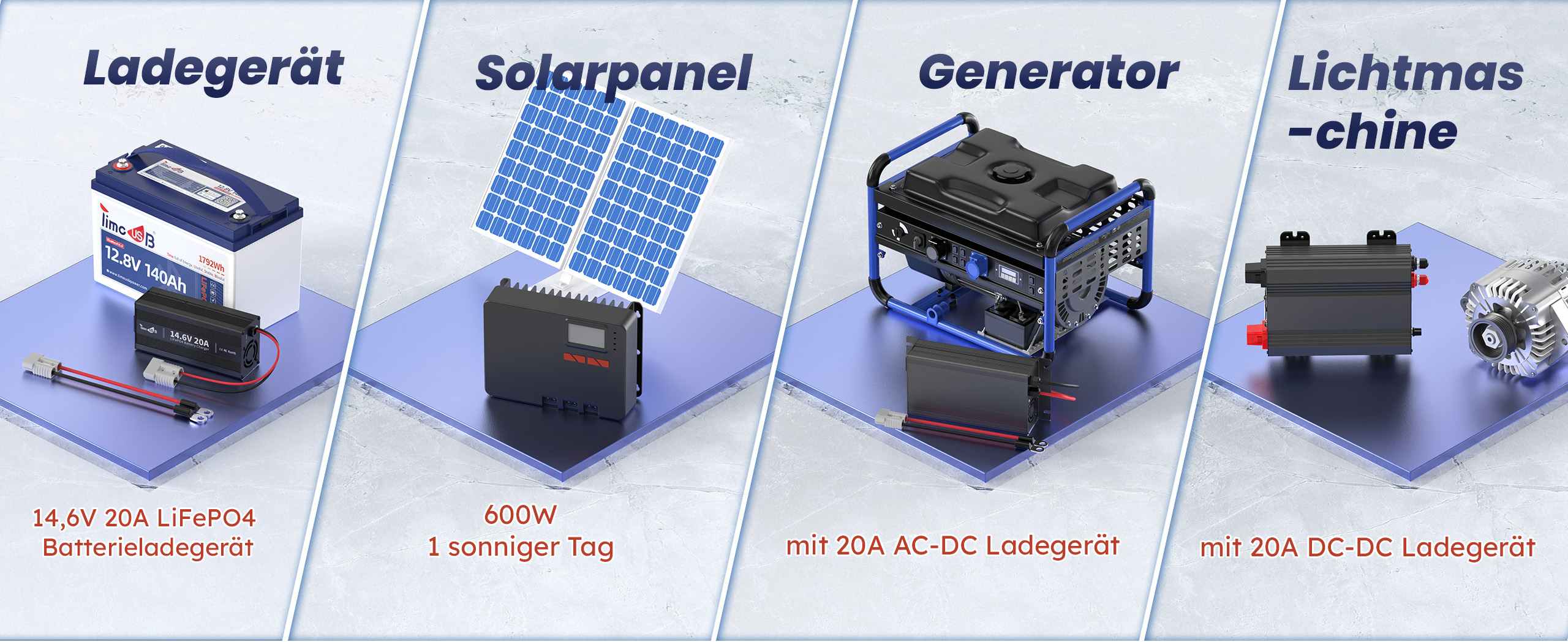 4 Lademethoden von Timeusb LiFePO4 12V Smart Batterie 140Ah