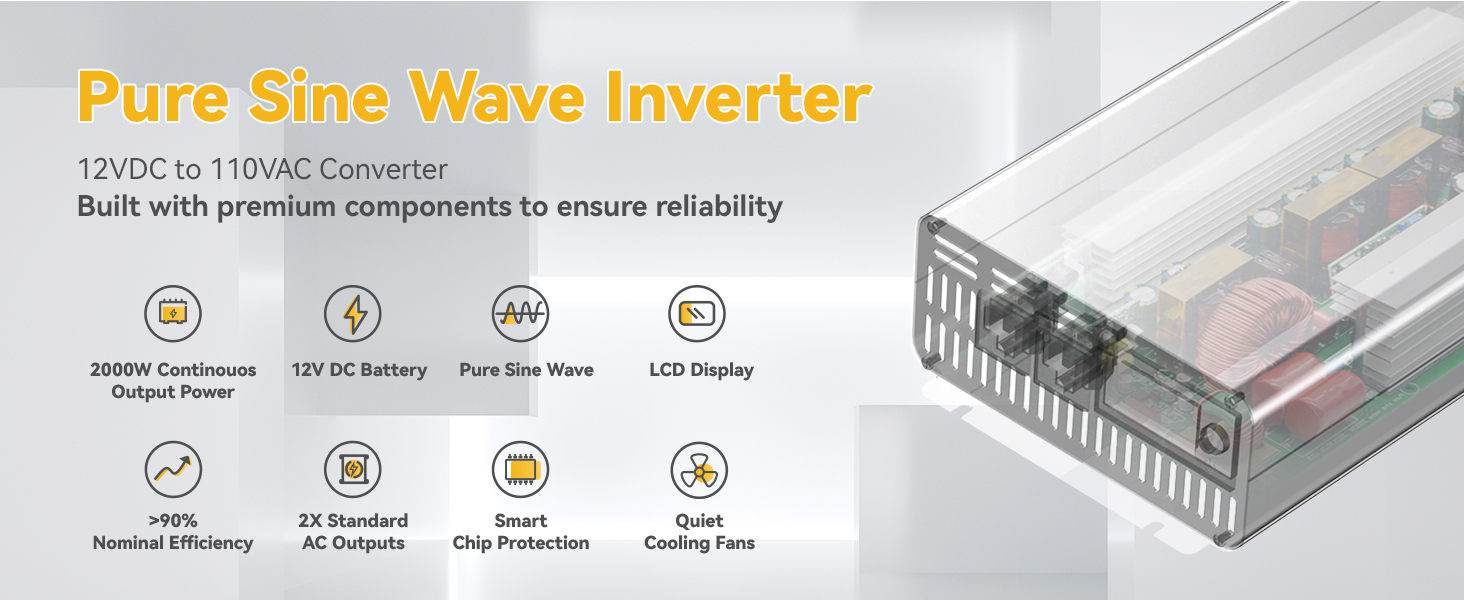 pure sine wave inverter built with premium componentsto ensure reliability