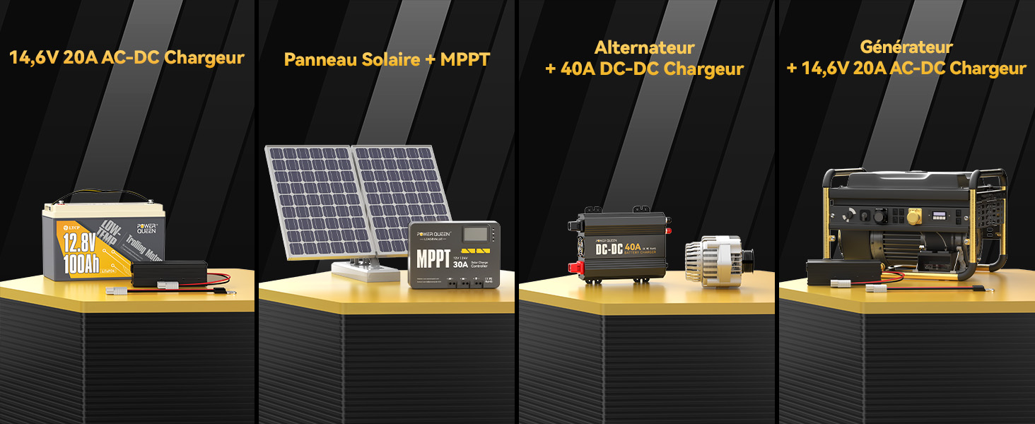 Plusaieurs Méthodes de Charge, Sécurisé et Rapide, Batterie 12V 100Ah