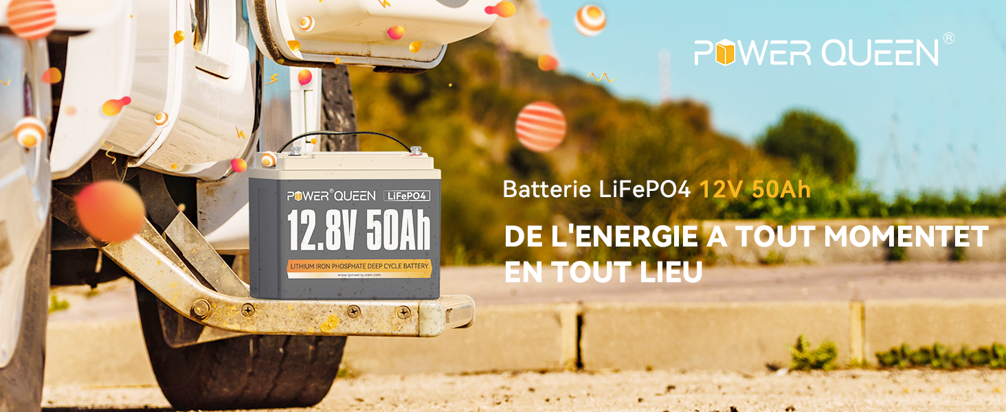 Batterie LiFePO4 12V 50Ah de Power Queen avec BMS 50A Intégré