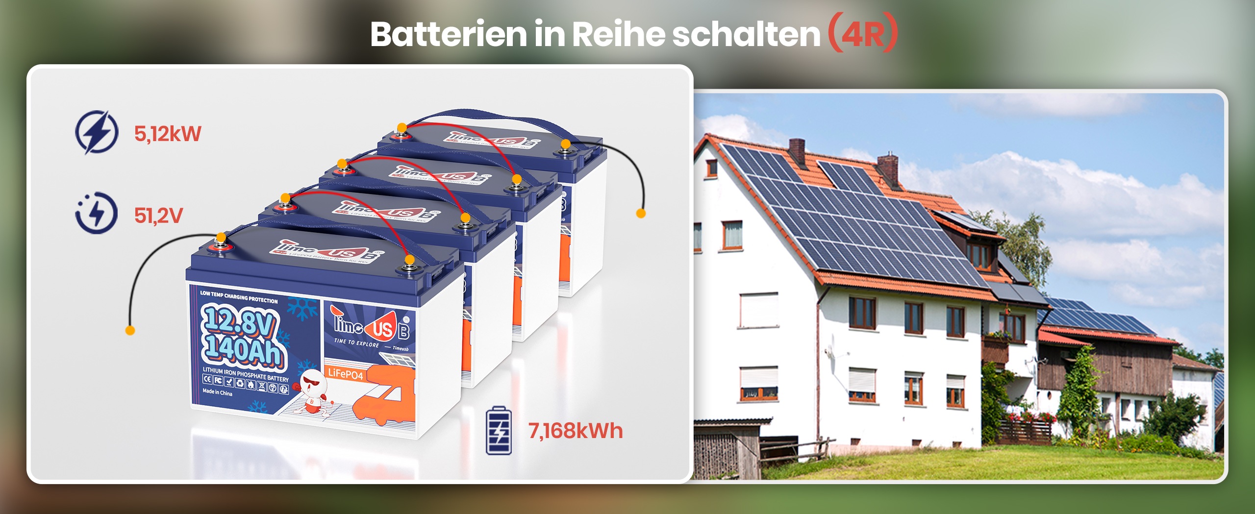 12V 140Ah Batterie in Reihe geschaltet