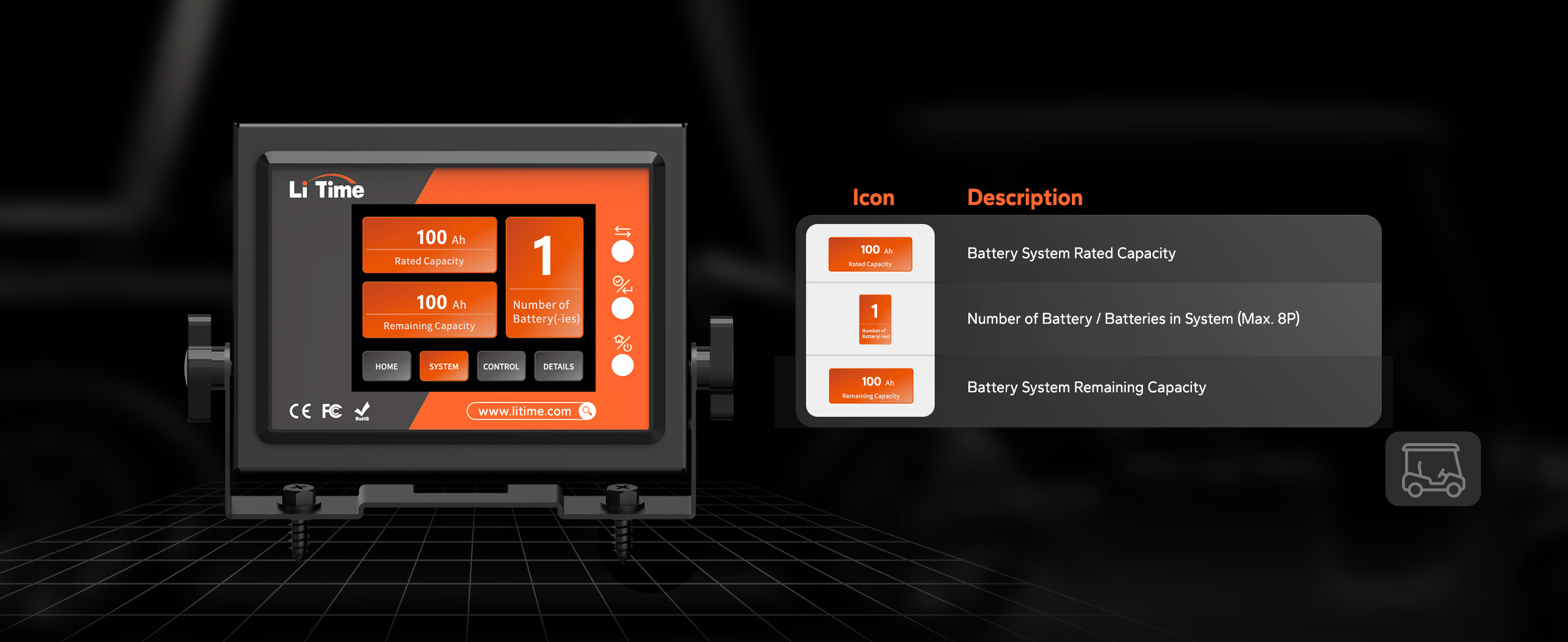 litime 48v lithium golf cart batteries with real-time monitoring