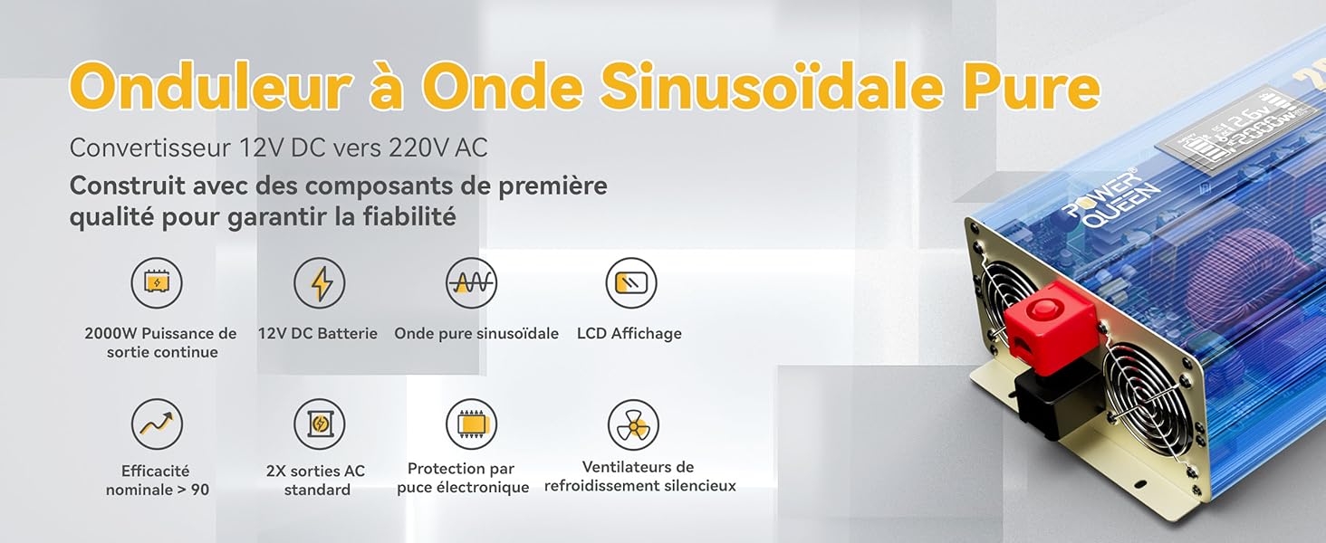 Convertisseur  avec Onde Sinusoidale Pure 2000W