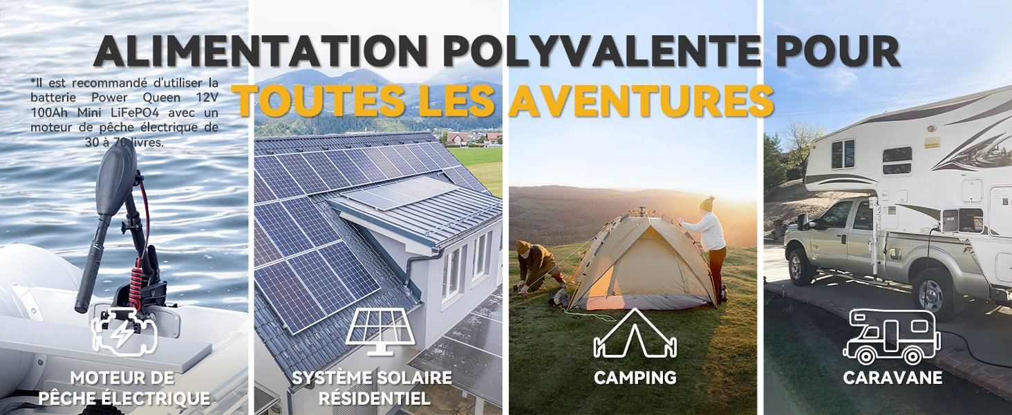 Pour Bateau, Système Solaire, Camping et Camping-cars, Batterie au Lithium 12V 100Ah Mini 