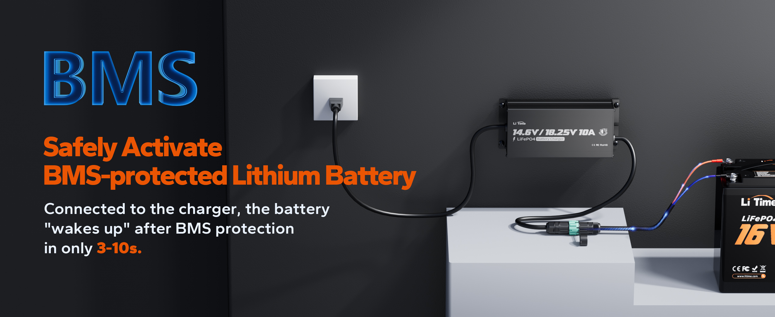 16v lithium battery charger with LiFePO4 battery activation