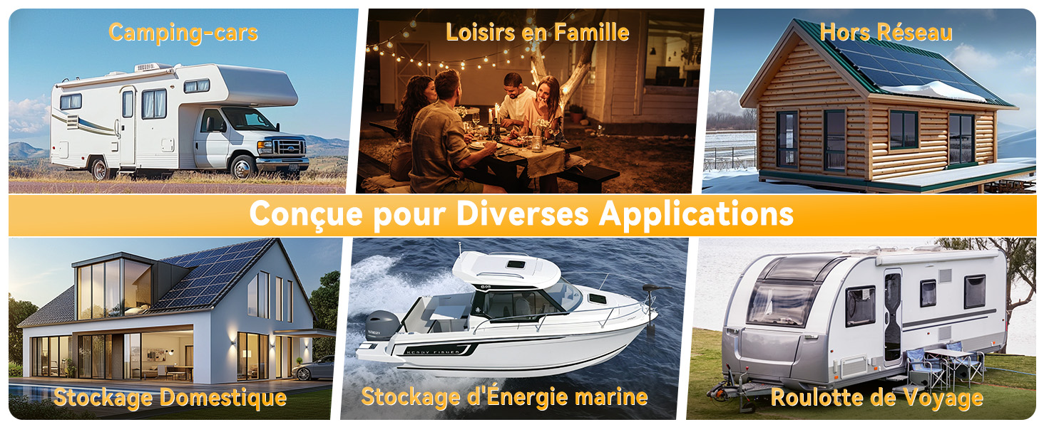 Pour Stockage Énergitique, Caravane, Camping et Bateau, Batterie  Non Toxique et Renouveable