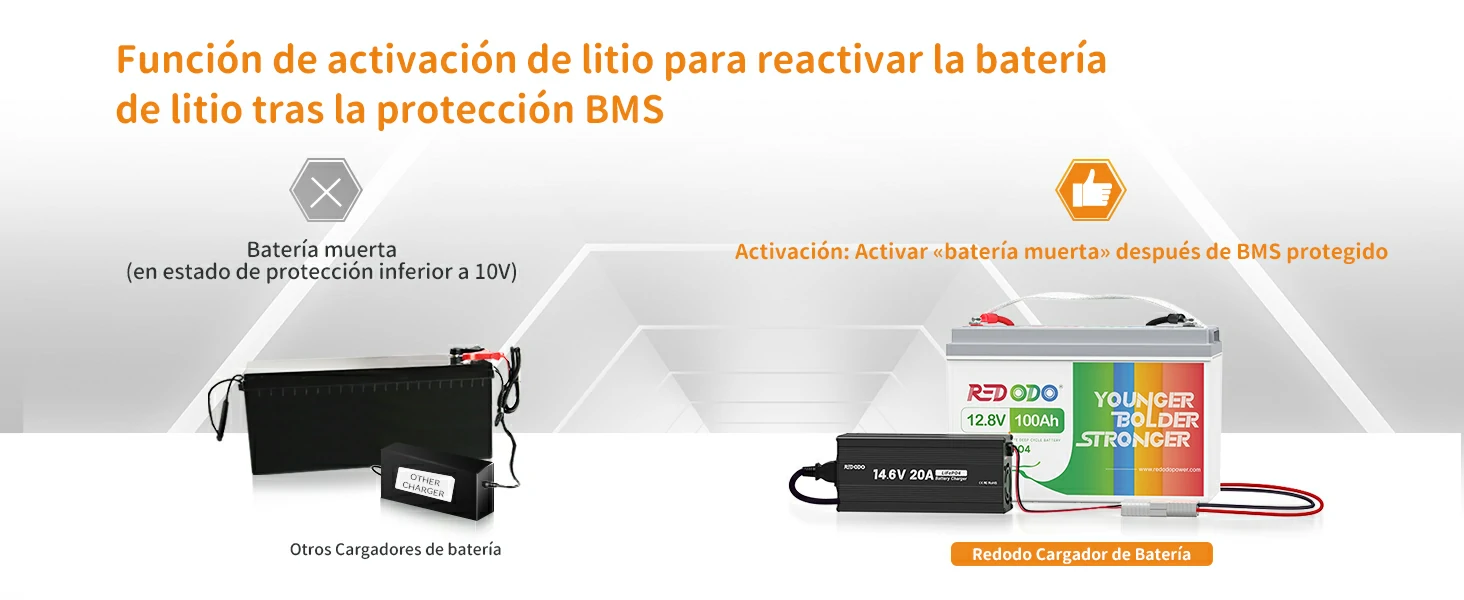 Redodo Cargador LiFePO4 14,6V 20A Activar Batería de Litio