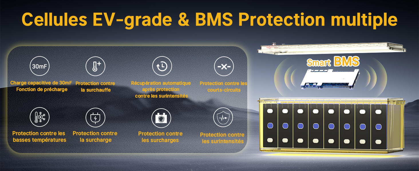 Cellules de Qualité d'Aotomobile, Batterie au Lithium 24V 100Ah avec Bluetooth