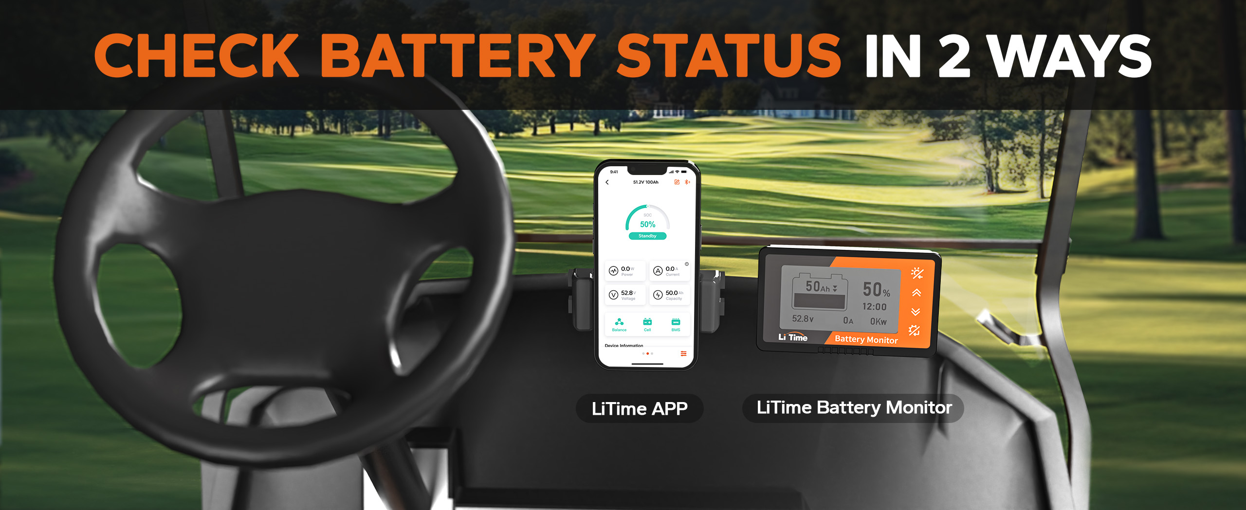 lithium golf cart battery with bluetooth