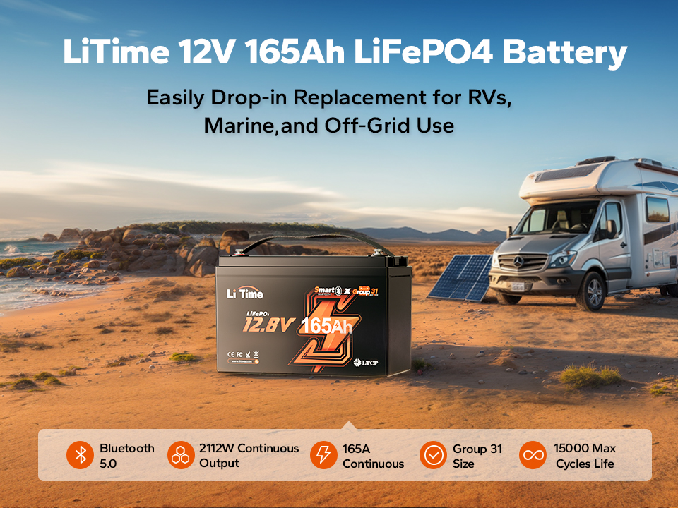 litime 12v 165ah group 31 rv lithium batteries