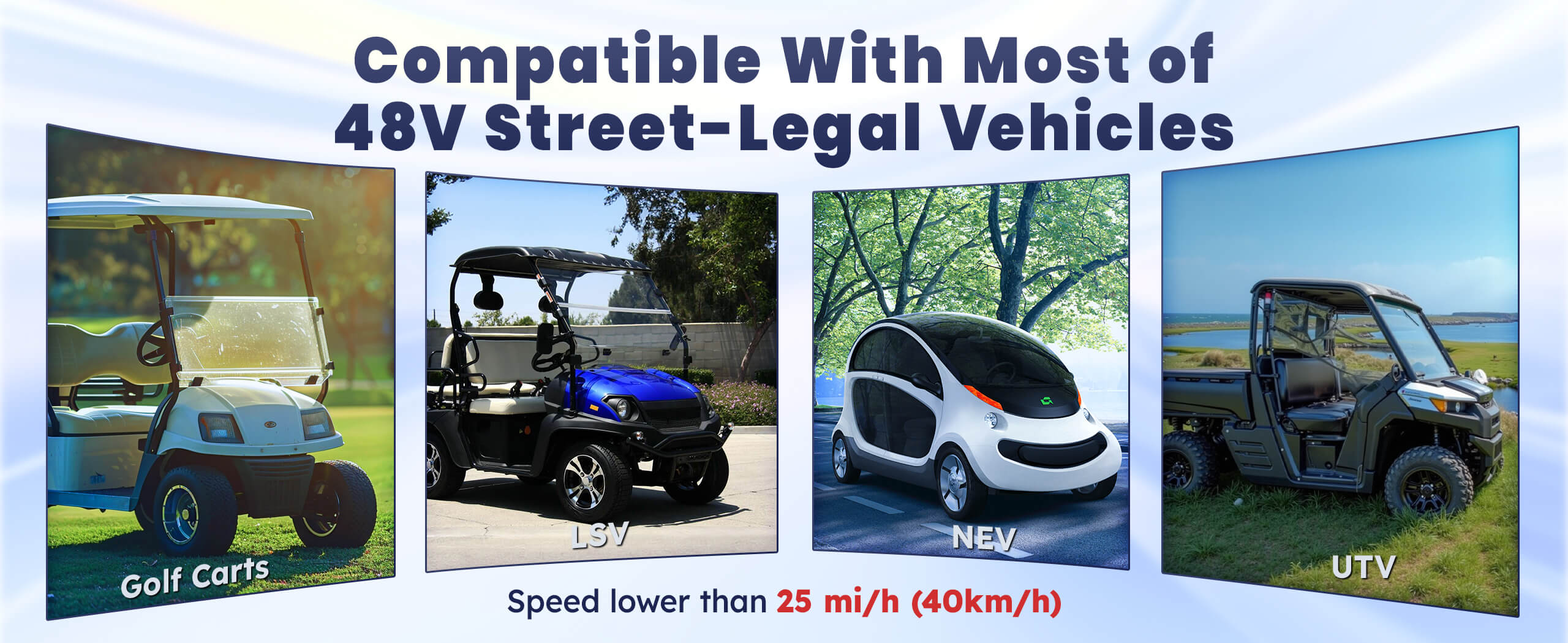 compatible with most of 48v street-legal vehicles