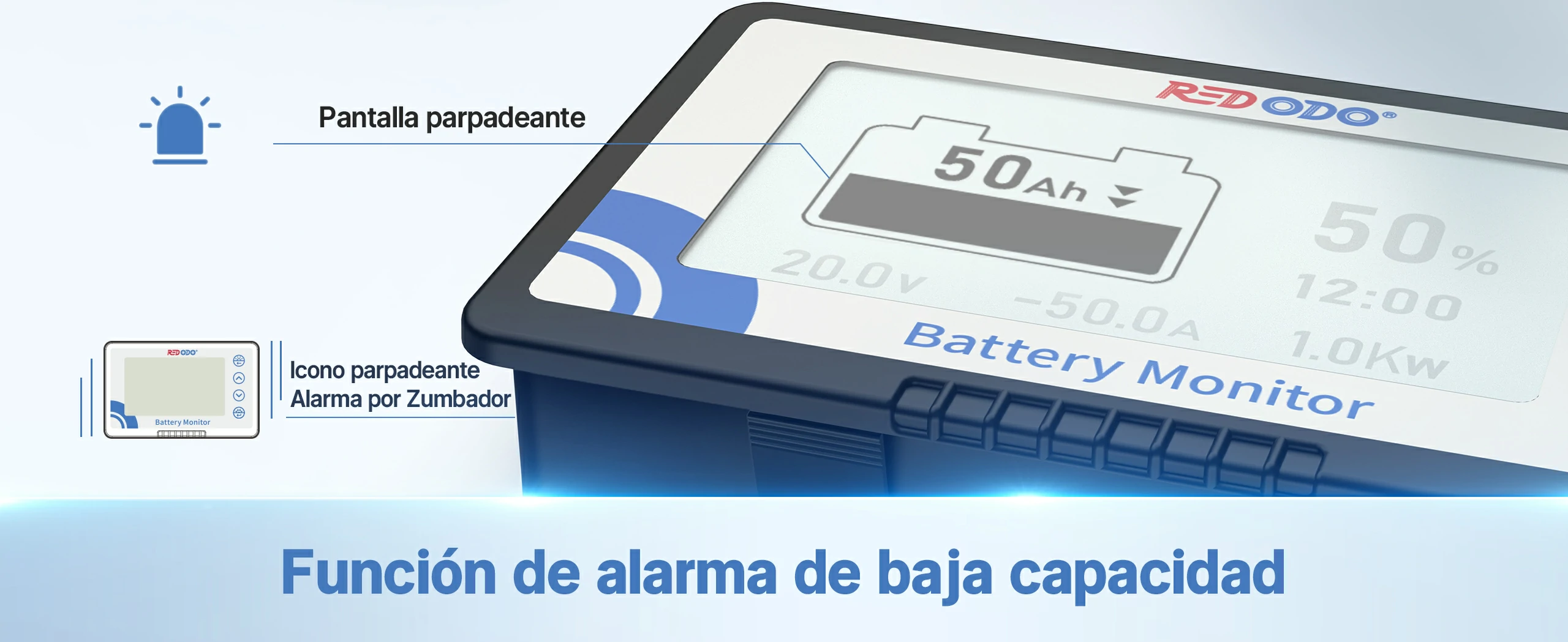 Redodo Monitor de Bateria 500A con Derivador_Alarma de Baja Capacidad