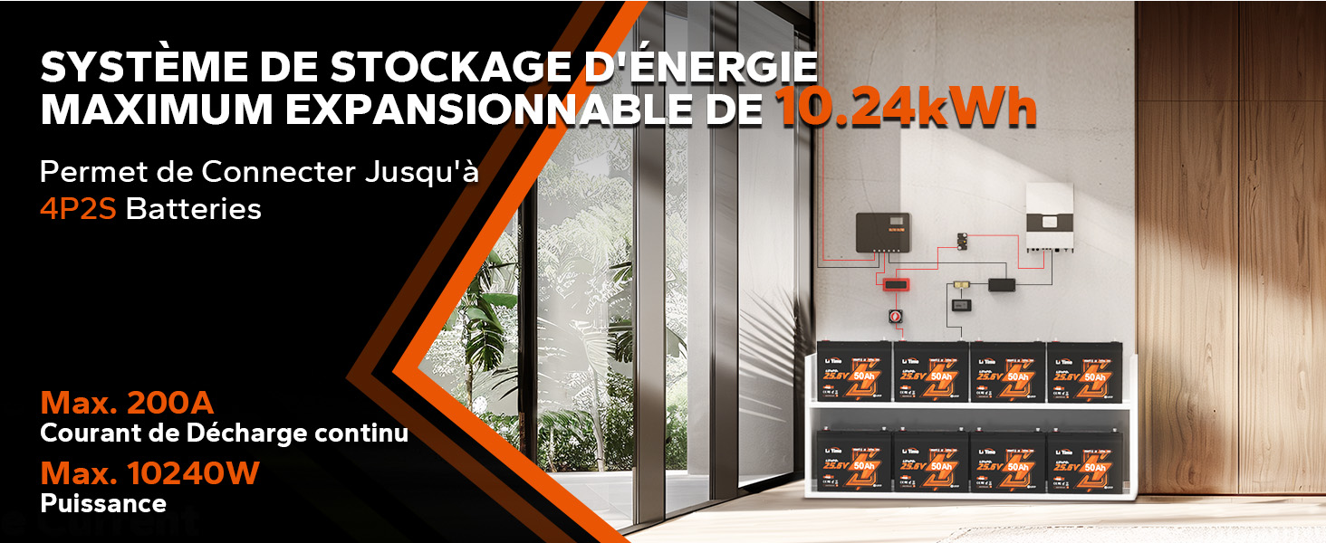 SYSTÈME DE STOCKAGE D'ÉNERGIE MAXIMUM EXPANSIONNABLE DE 10.24kWh