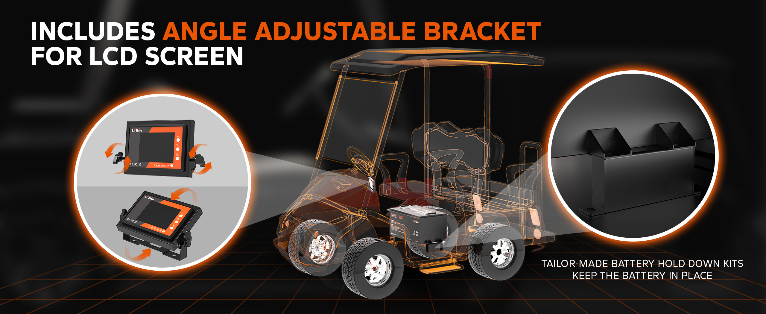 51.2v golf cart lithium battery with adjustable LCD screen