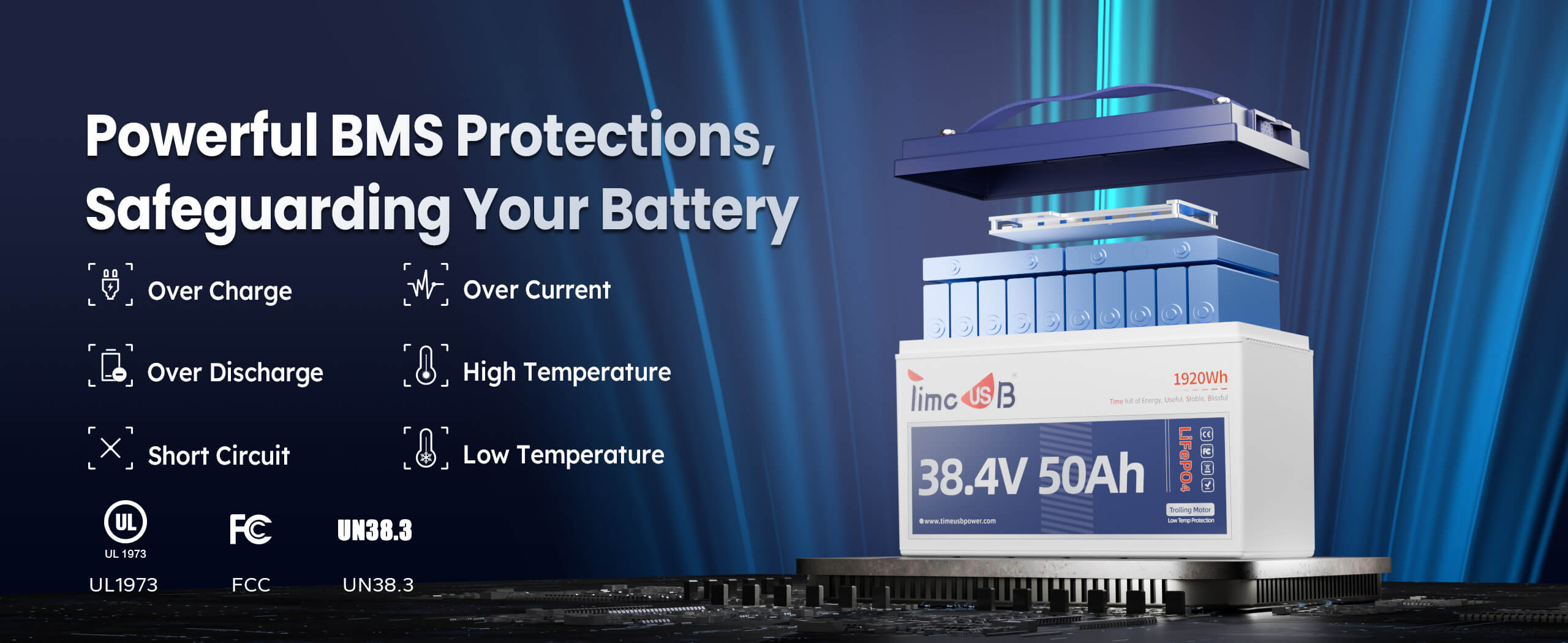 Upgraded BMS Protections of Timeusb 36V 50Ah lithium golf cart battery