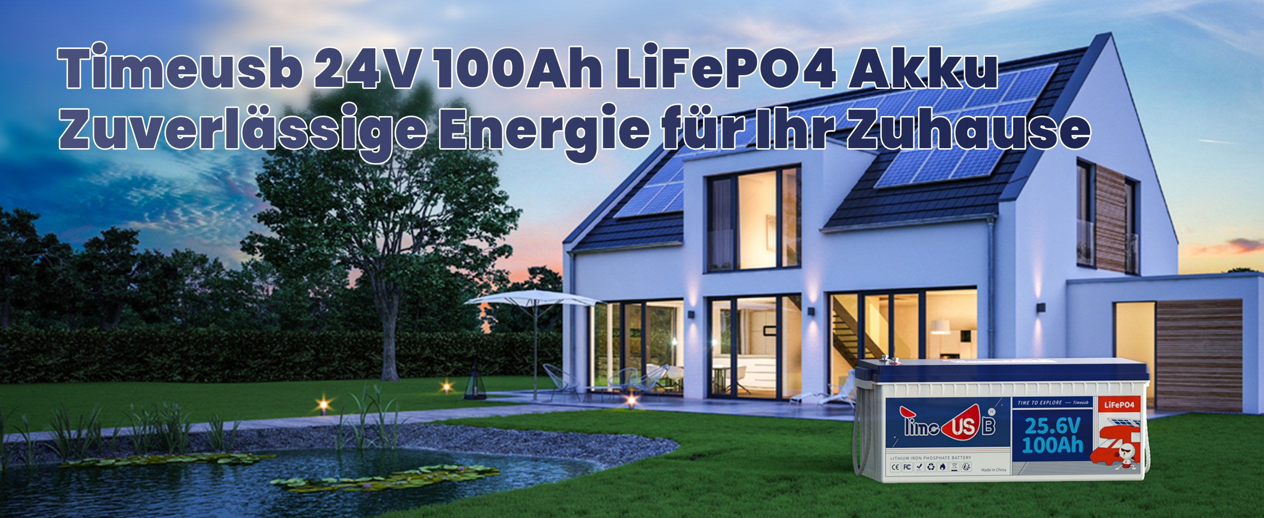 Timeusb Lithium Batterie 100Ah 24V LiFePO4