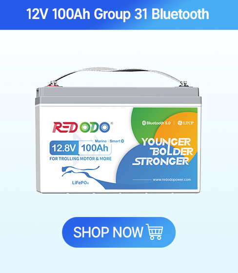 Redodo Smart Bluetooth Lithium Battery, Group 31 12V 100Ah LiFePO4 Battery, Remote Control, Low-Temp Protection, Trolling Motor Battery Built in Upgraded 100A BMS, Ideal for Marine, Boat, RV, Solar