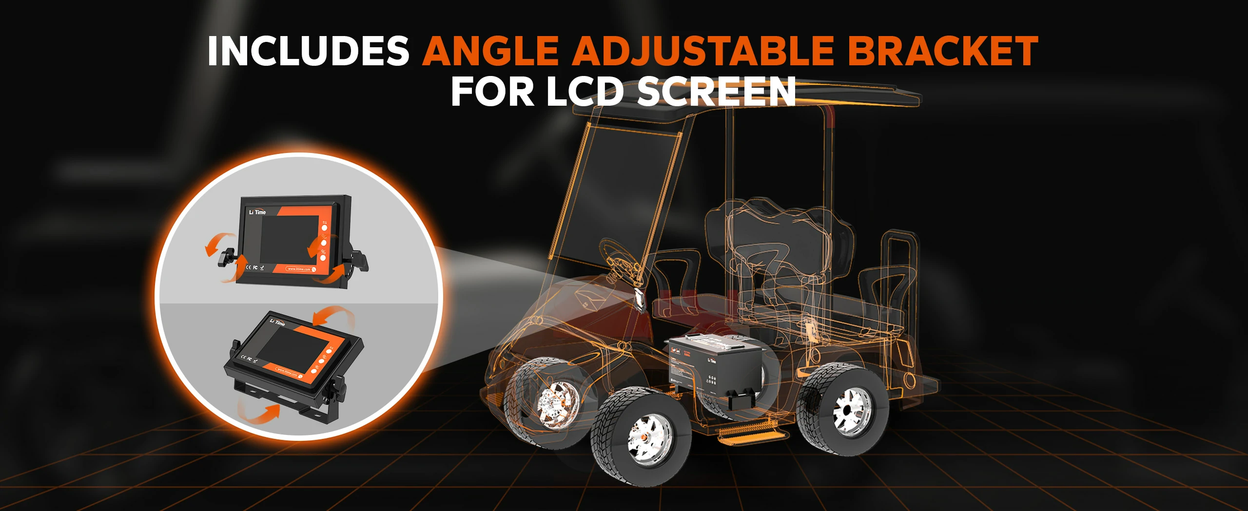 adjustable bracket for LCD screen of LiTime golf cart battery monitor display